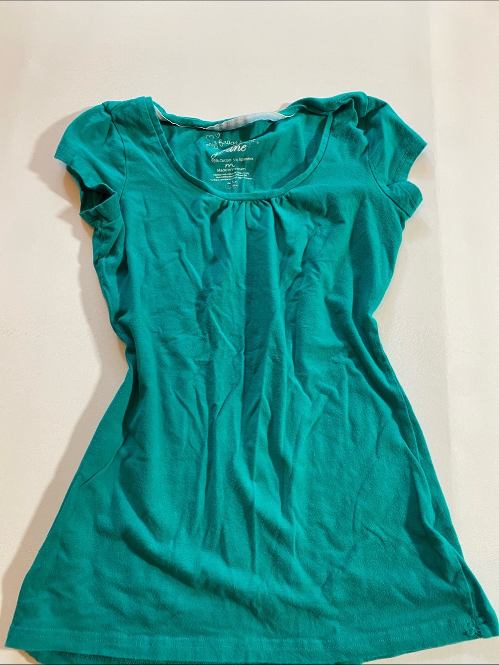 Grane Teal Scoop-Neck Short Sleeve Top